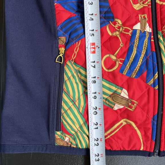LRL Ralph Lauren Full Zip Jacket Large Blue Quilted Equestrian Pockets Horse Bit - Picture 9 of 9